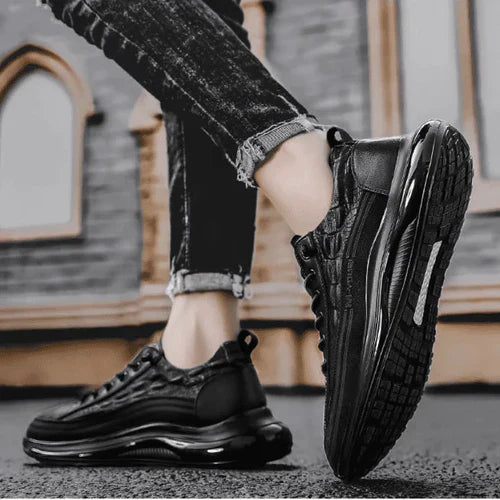 Baskets Homme Style Cuir de Crocodile + Montre Offerte