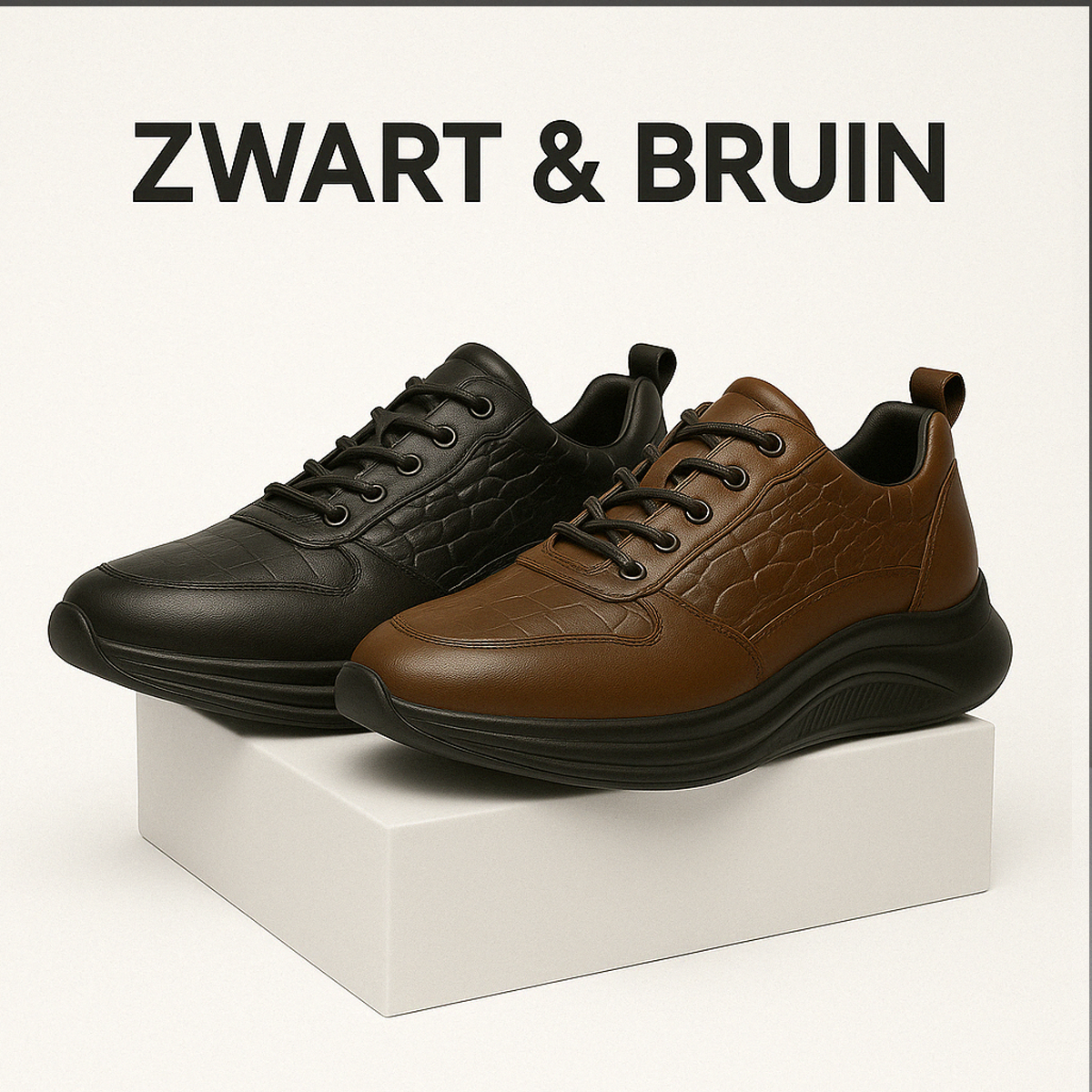 Baskets Homme Style Cuir de Crocodile + Montre Offerte