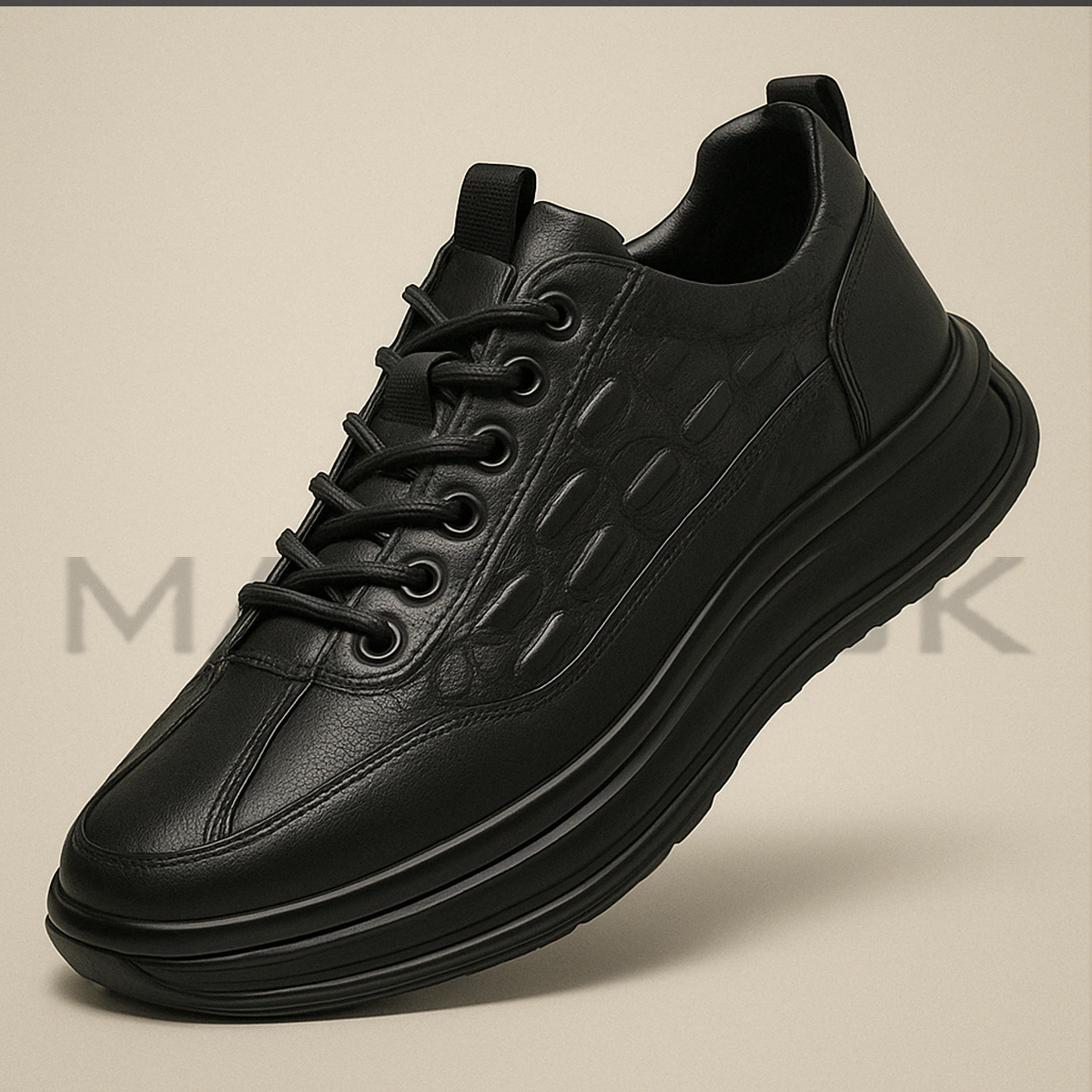 Baskets Homme Style Cuir de Crocodile + Montre Offerte